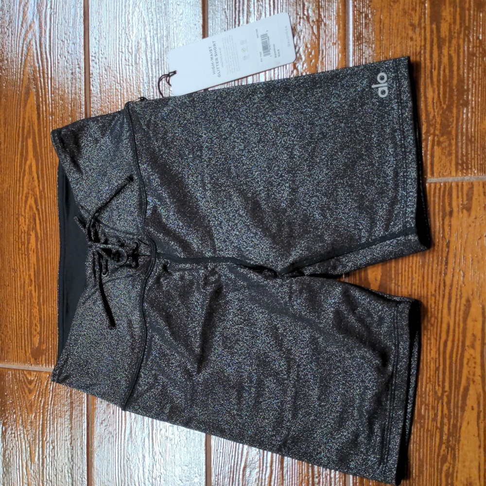 ALO high waist lace up glitter shorts